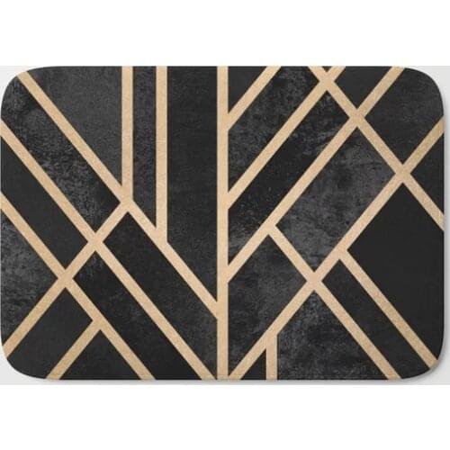 HOT Bathroom Rugs Art Deco Black Bath Mat Flannel Absorbent Non Slip Doormat for Entrance Door Bathroom Mat Set