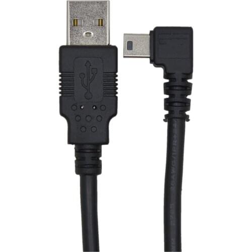 1.8 m Mini USB Type B 5pin MALE left angled 90 Degree TO USB 2.0 MALE data car GPS device cable
