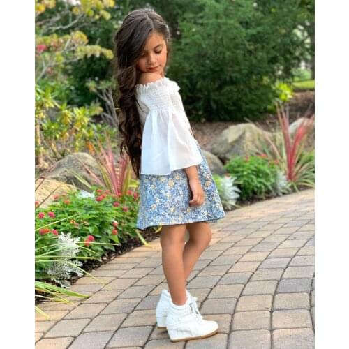 2021 Children Lotus Sleeve Floral Skirt Sets T-Shirt+Strap Dress For Girls Polka Dot Bow Vest+Shorts For Kids