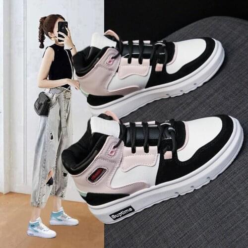 Fashion high-top outdoor leisure sports fitness womens shoes thick-soled non-slip all-match womens shoes casual running shoes