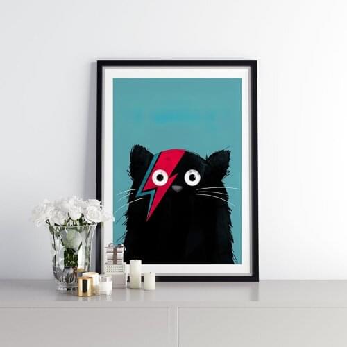 Lightning Black Cat Posters Prints Flowers Poster Animals Wall Art Canvas Painting Kids Wall Pictures For Living Room Home Décor