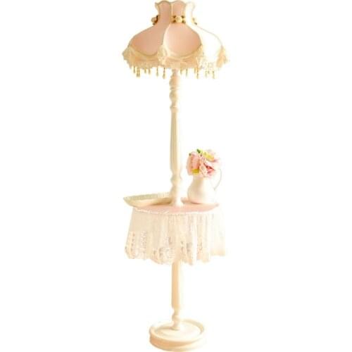 Floor lamp European-style fabric lace Princess bedroom vertical bedside sofa storage table LB122010