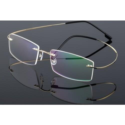 Ultralight Men Square Eyewear Frames Rimeless Eyeglasses Women Flexible Optical Glasses Alloy Myopia Spectacles