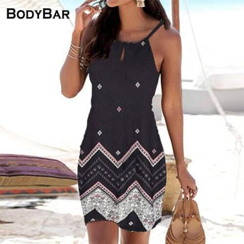 Ladies Sling Print Dress Large Size Summer Sleeveless A-line Dresses 2021 Beach Loose Women Dress For Streetwear Vintage Vestido