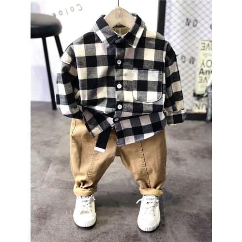 Retail 2pcs Boy casual Thicken shirt +Thin pant boys clothing baby boy sets kids suits more color choosing free shipping