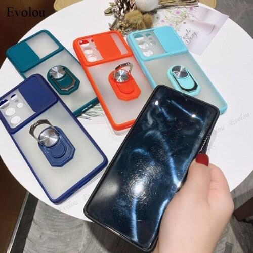 For Samsung S21 Ultra Push Window Protection Lens Shockproof Case For Samsung S20 FE A71 A51 A42 A32 A52 Stand Holder Back Cover