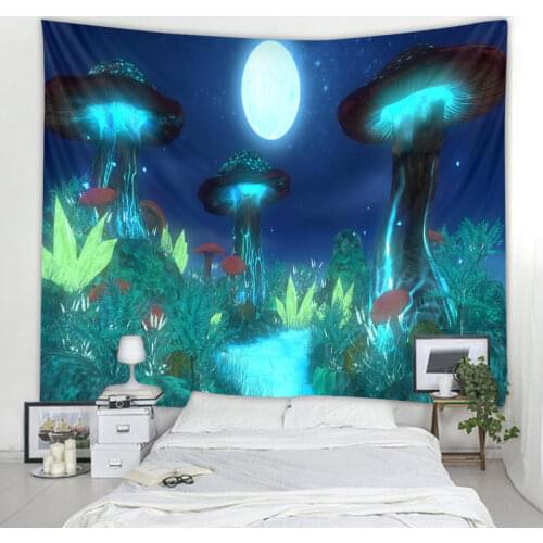 Psychedelic Mushroom Abstract Tapestry Art Deco Blanket Curtain Hanging Home Bedroom Living Room Decoration Polyester Hippie
