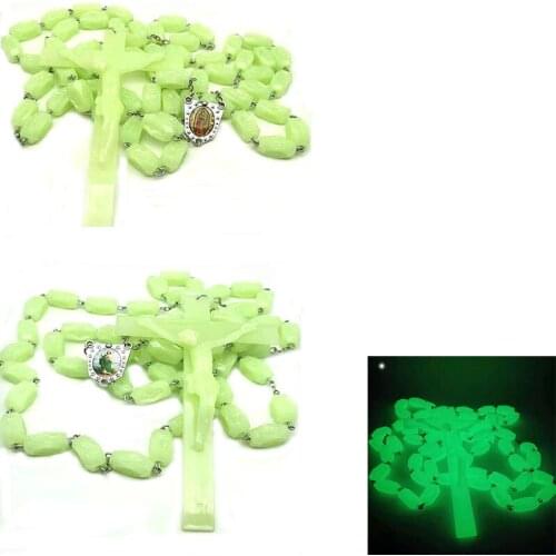 Religious Necklace 1.3cm*2.6cm Luminous Plastic Large Oblong Decorative Prayer Beads Men And Women Given As Gifts Or For Pray