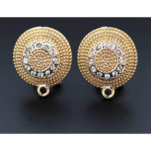 Clip Back Earrings Connector Linkers Circle Hats Pave CZ Base Findings Indian Costume Bridal Women Earrings DIY Jewelry Making