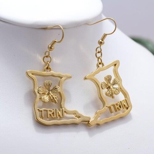 Annayoyo Gold Color TRINI Drop Earrings for Women Girls,Gold Color Trinidad and Tobago Jewelry Style