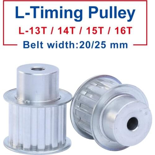 Pulley L-13T/14T/15T/16T Aluminum Material Pulley Wheel Process Hole 8 mm Slot Width 21/27 mm For L-Timing Belt width 20/25 mm
