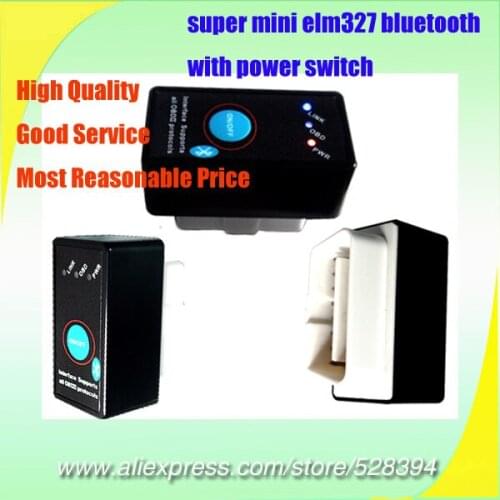 Top Quality OBD2 OBDII Scanner ELM 327 Super MINI Scanner V1.5 ELM327 Bluetooth With Power Switch wholesale 50pcs/lot