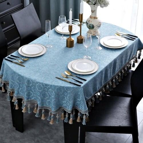 Modern Simple Tablecloth for Dining Table Geometric Pattern Table Cover Rectangle Oval Table Cloth with Tassel for Wedding/Party
