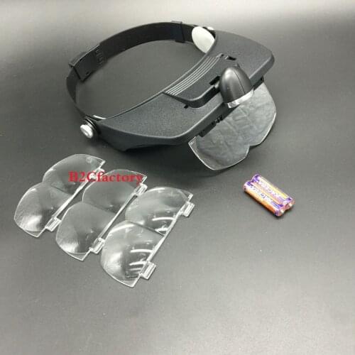 Dental Loupe LED Head Light Loupe w/ 4 Lenses Light Glass Salon Magnifier