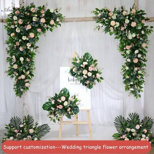 Wedding props outdoor wedding arch flowers row arrangement square pavilion flower wall lawn pre-function area background decor