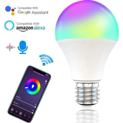 15W WiFi Smart Light Bulb E27 B22 Dimmable Timer Function RGB+CCT Smart Light Bulb Voice Control Work With Alexa Google Home