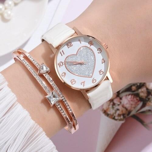 2Pcs/Set Luxury Brand Women Watches Love Magnet Watch Buckle Fashion Casual Female Wristwatch Roman Numeral Simple Bracelet