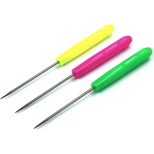 1pcs Small Plastic Handle Awl Leather Straight Awls Hole Puncher Leather Drills Handmade Leathercraft Punching Tools