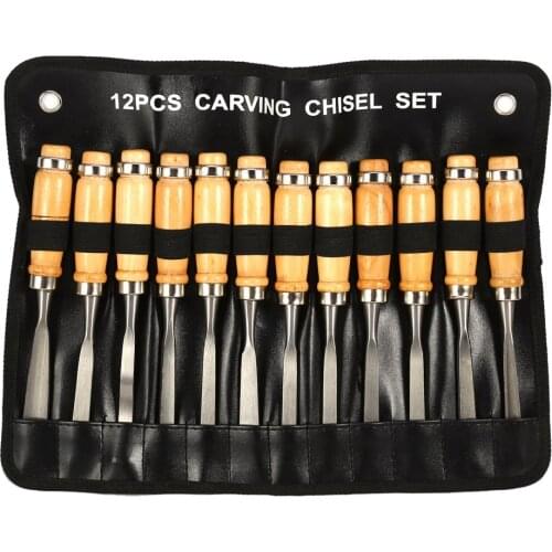 12PCS Wood Carving Hand Chisel Set Woodworking Professional Lathe Gouges Tools