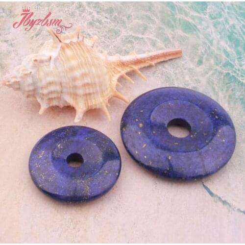 25,40,50mm Dount Rings Lapis Lazuli Beads Natural Stone Beads For DIY Women Necklace Bracelet Pendant Jewelry Making 1 Pcs