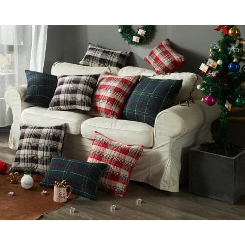 30x50/45x45/50x50cm vintage lattice wool pillowcase sofa checked cushion cover plaid pillow case for backrest home decor