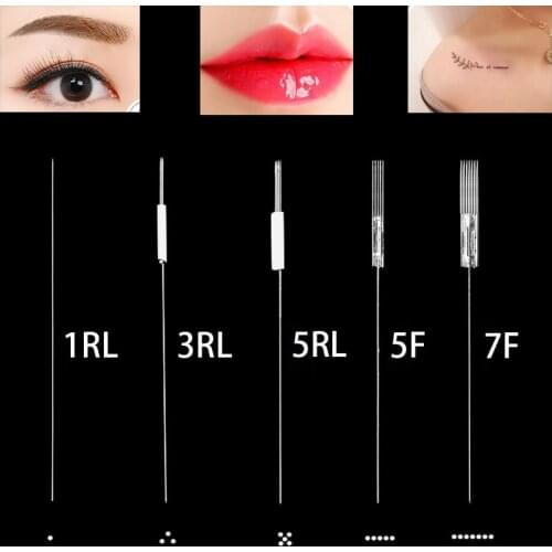 50Pcs 1R/3R/5R/5F/7F Traditional Tattoo Needles For Permanent Makeup Microblading laminas pmu needles agulhas tatuagem tatuajes