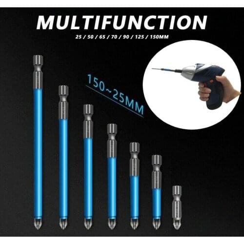 25mm-150mm 1/4" Hex Shank Fits Magnetic PH2 Long Reach Electric Screwdriver Bits Exactness Single /Cross Head Power Tool 7PCS