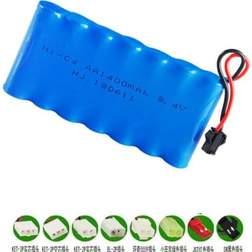 1400mah 8.4v Rechargeable Battery For Rc toy Car Tank Train Robot Boat Gun NICD AA 8.4v NI-CD battery Pack SM Plug 1-10pcs