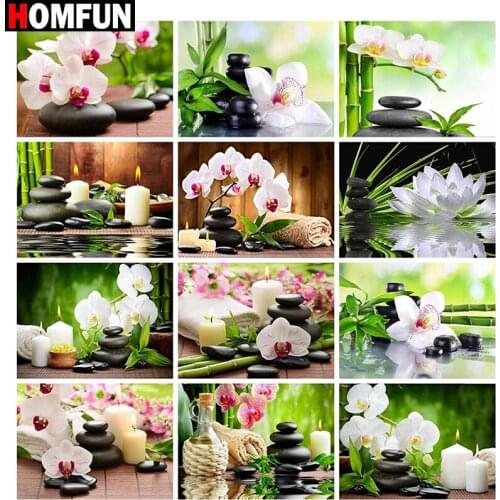 HOMFUN Full Square/Round Drill 5D DIY Diamond Painting "Candle flower landscape" Embroidery Cross Stitch 5D Home Decor Gift