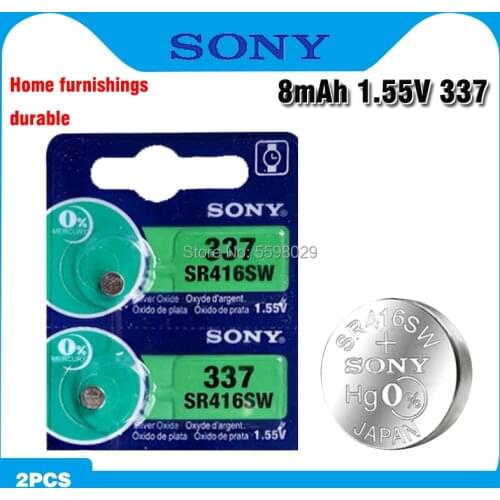 2pcs Sony 100% Original 337 SR416SW 1.55V Silver Oxide Watch Battery SR416SW 337 Button Coin Cell MADE IN JAPAN