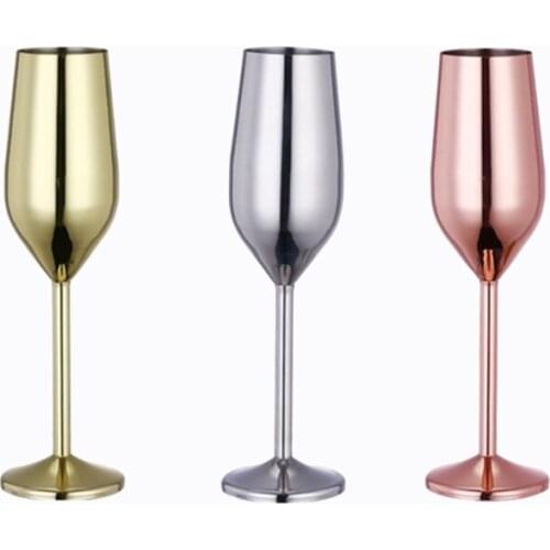 Stainless Steel Wine Glass Goblets Juice Drink Champagne Goblet Cocktail Glasses Whiskey Cup,3 Pack,200 Ml
