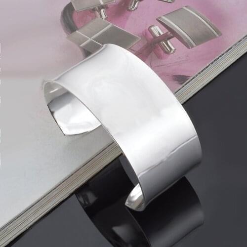 Silver Plated Bracelet Bangles Glossy Big Bracelets & Bangles 30mm Width Bracelets For Women Jewelry Pulseiras Femme M293