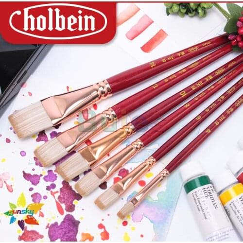 Original Japan Holbein HE Nylon hair Flat head Watercolor brush Gouache brush Acrylic painting Tough and resilient Art supplies