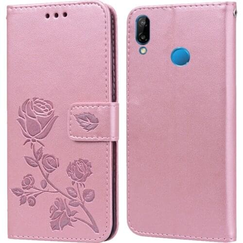 Luxury Leather Flip Book Case for Huawei Honor Play COR L29 Play 3 Rose Flower Wallet Stand Case Phone Cover Bag coque