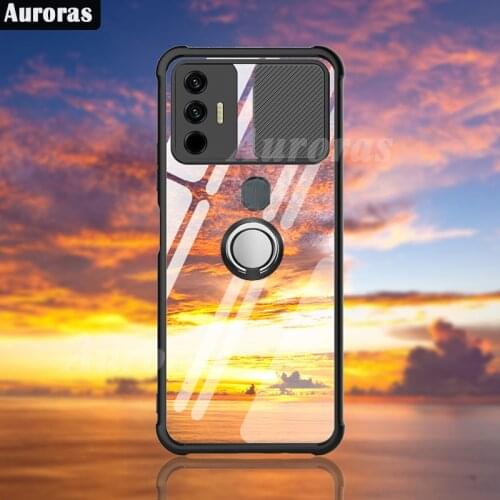 Auroras For Tecno Spark7 Case Anti-fall Airbag Case Shockproof With Ring Soft Frame Cover For Tecno Spark 7 P Case