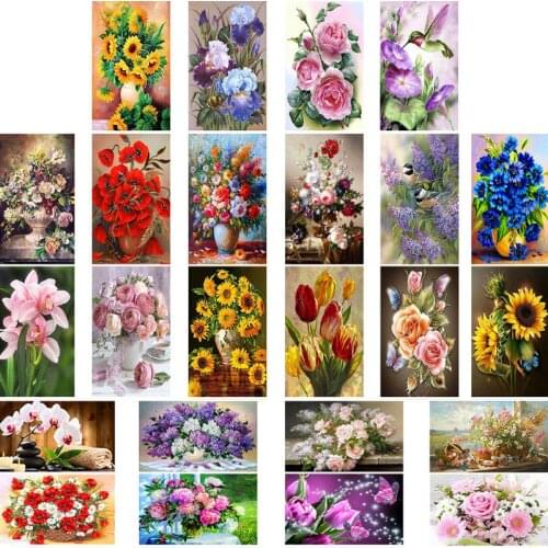 Flower DIY 5D Full Drill Diamond Painting Embroidery Cross Stitch Kit Rhinestone Mosaic Home Decor Craft