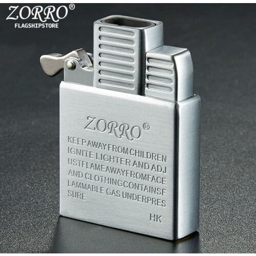 ZORRO Dual Fire Torch Insert Lighter Gas Jet Windproof Flint Gasoline Oil Lighter Inflatable Butane Kerosene Liner DIY Tool Gift