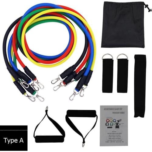 YOUGLE 11pcs /set Resistance Bands Set Latex Tubes Pull Rope With Door Anchor Handles Ankle Straps For Training Physical