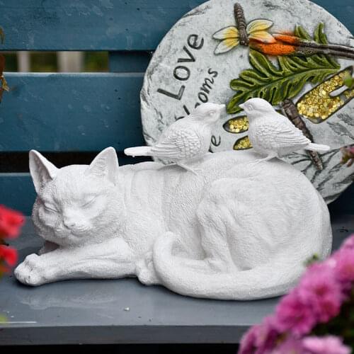 European Resin Cute Birds Cat Furnishings Outdoor Courtyard Villa Figurines Decoration Garden Lawn Landscape Sculpture Crafts