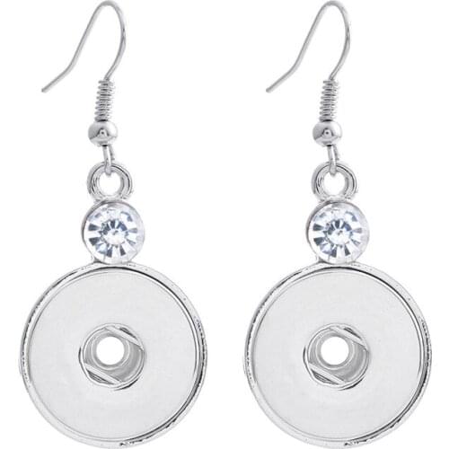 Hot Sale 021 Bohemia Cute Rhinestones 18mm Snap Button For Women Charms White K Plated Design Interchangeable Earrings Jewelry