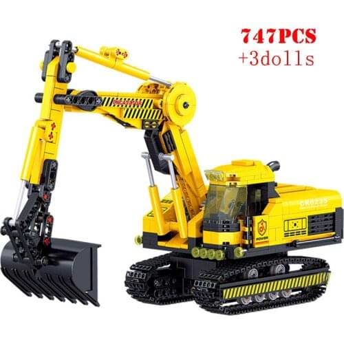 Crawler Excavator Truck Building Blocks City Construction Engineering Figures Technical Bricks Educational Toys For Children Boy