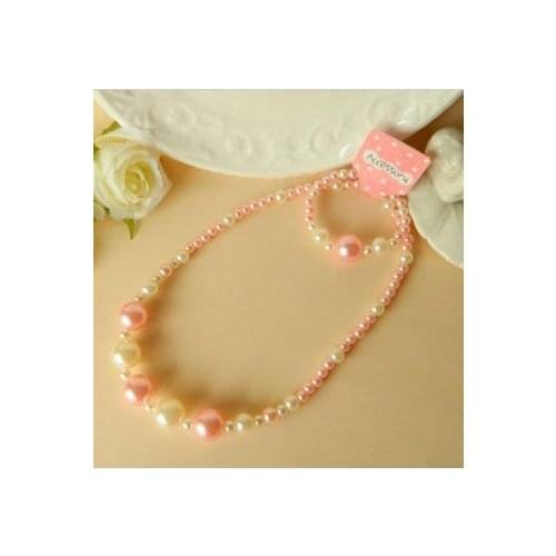 HappyKiss Bbaby infant and childrens jewelry imtate pearl jewelry set pink white hot new necklace bracelet jelly