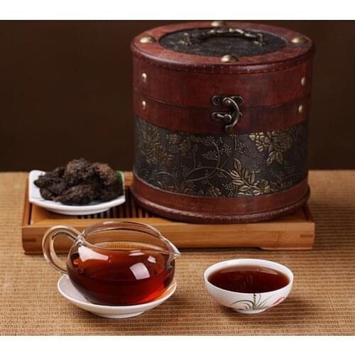 Chinese Round Tea Caddy Storage Box Portable Wooden Puer Green Tea Package Gift Box Display Organizer Collection Container Cans