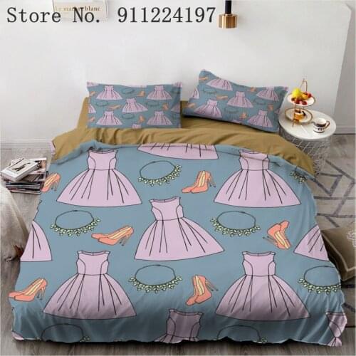 Cosmetic Duvet Cover Comforter Bedding Set Single Double Queen King Home Textile 3D Cartoon High Heels Quilt Cover For Girls