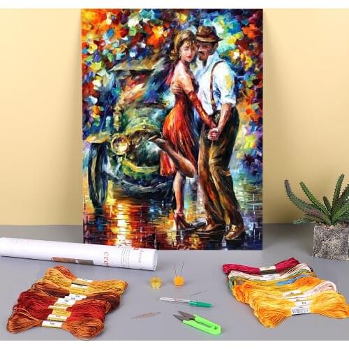 Beautiful Tango Printed Water-Soluble Canvas 11CT Cross Stitch Patterns Embroidery DMC Threads Needlework Hobby Decor