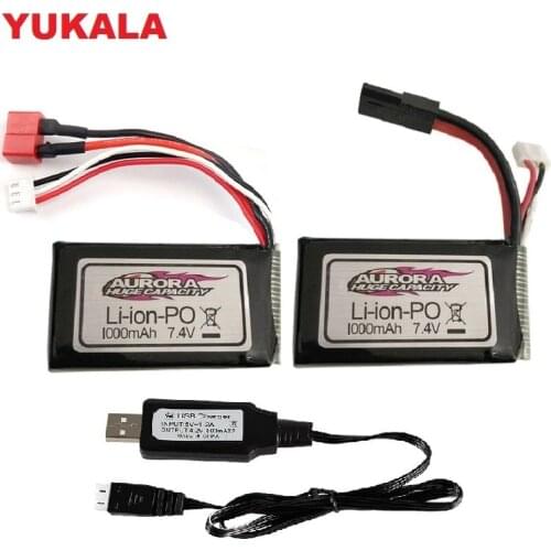 YUKALA 7.4V 1000MAH Lipo Battery For Xinlehong 9130 9136 9137 Q901 Q902 Q903 1/16 2.4G RC Car Parts