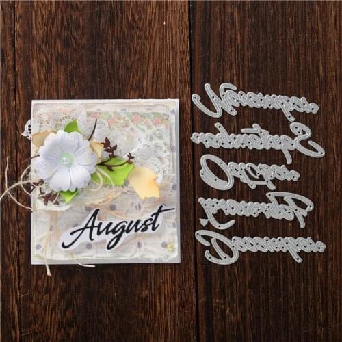 YaMinSanNiO 12 Pcs/lot Word Frame Month Metal Cutting Dies Scrapbooking Die Cuts Card Making Embossing Craft Template New 2020