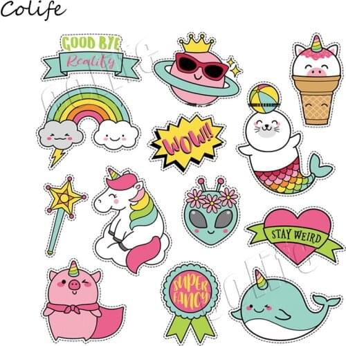 Cute Animal Set Iron On Patch New Design Clothing Deco Badges Washable Heat Transfer Diy Accessory Stickers