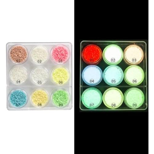 9Pc Fluorescent Bright Glow In Dark Sand Powder Resin Pigment Kit Jewelry Making