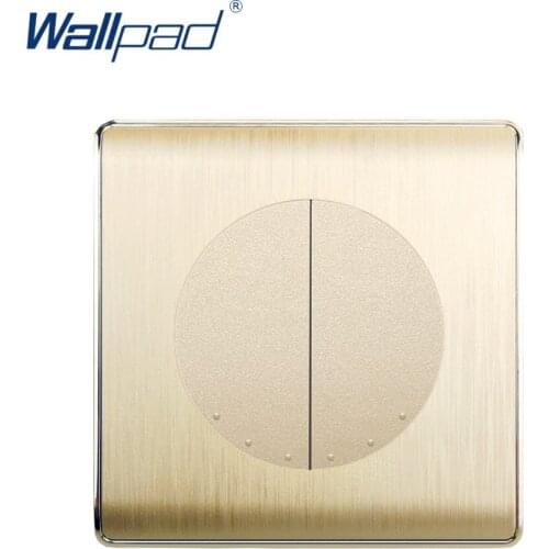 Wallpad 2020 2 Gang Reset Wall Light Switch Gold PC Brushed Panel For Home
